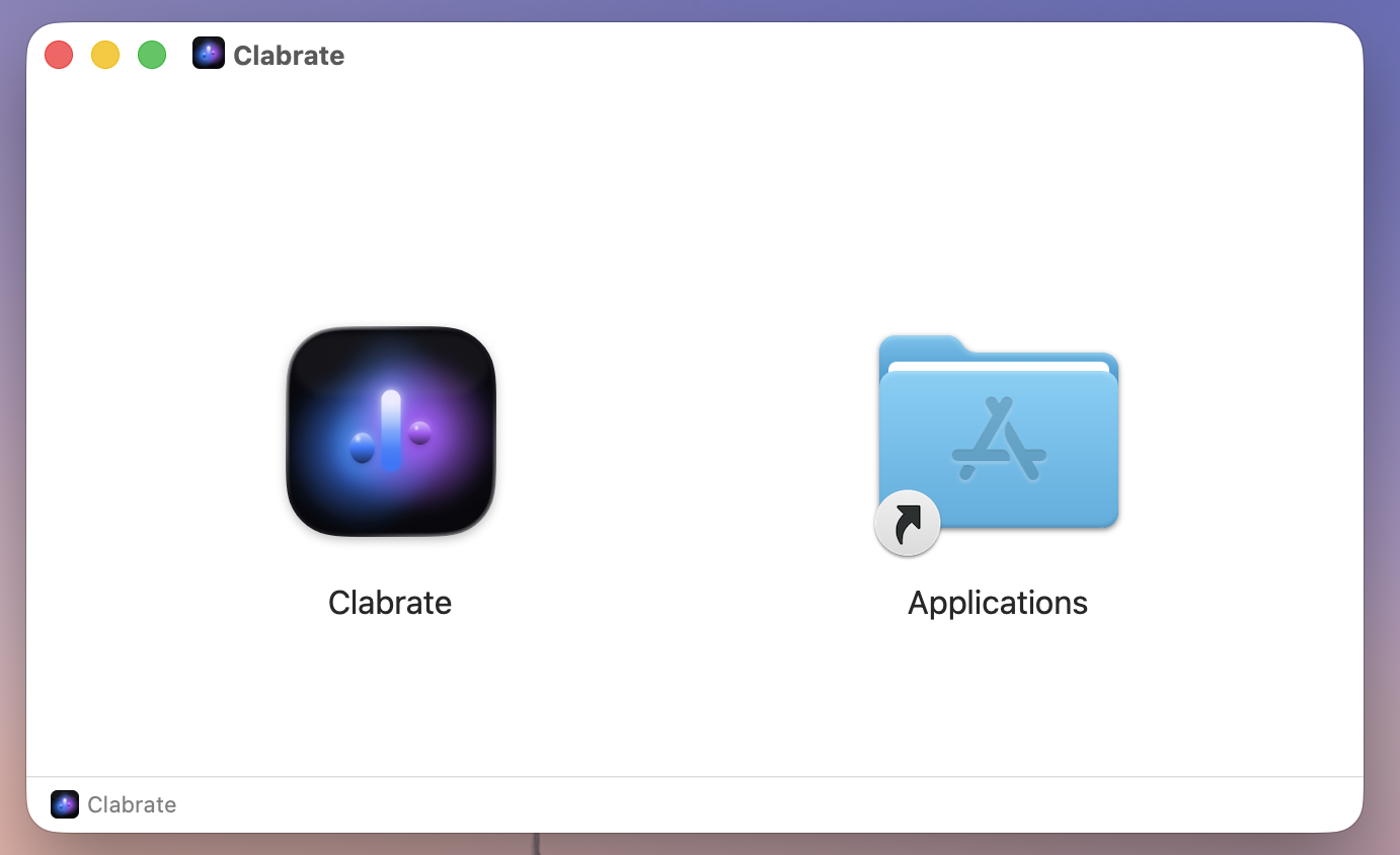 Dragging Clabrate into the Applications folder